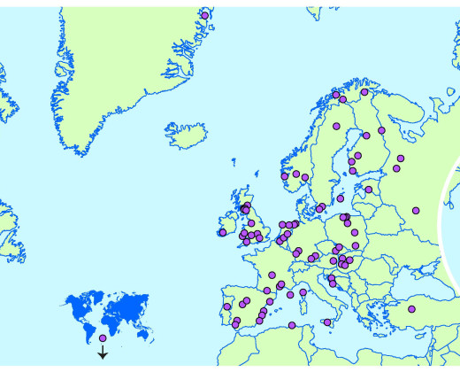 World map with all the study sites that are part of SPI-Birds.